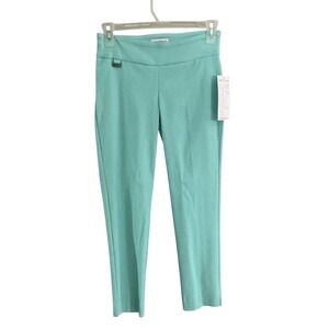 Peck & Peck Petite Aqua Blue Comfortable Stretch Pull On Slim Leg Pants 6P
